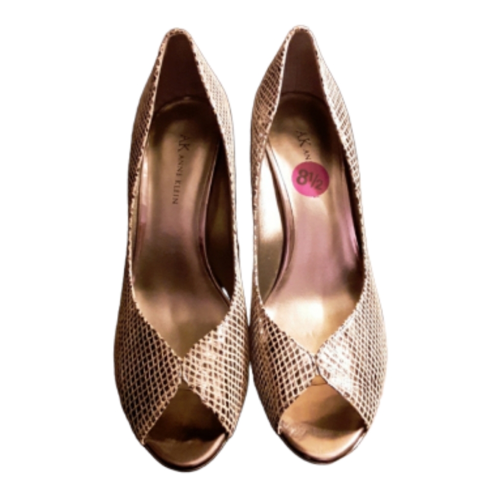 Anne Klein Leather, Peep Toe, Snakeskin Pumps